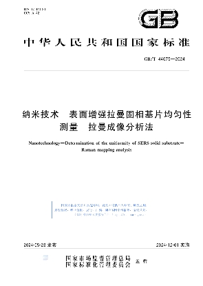 纳米技术 表面增强拉曼固相基片均匀性测量 拉曼成像分析法